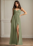 A-line V-Neck Floor-Length Chiffon Bridesmaid Dress