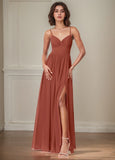 A-line V-Neck Floor-Length Chiffon Bridesmaid Dress