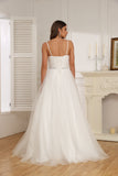 Ball-Gown/Princess V-Neck Court Train Tulle Wedding Dress