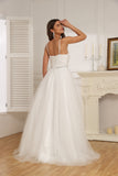 Ball-Gown/Princess V-Neck Court Train Tulle Wedding Dress