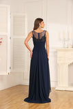 A-line V-Neck Floor-Length Chiffon Mother of the Bride Dress With Pleated Beading Sequins