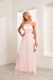 A-line Floor-Length Chiffon Halter Bridesmaid Dresses for Wedding