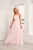 A-line Floor-Length Chiffon Halter Bridesmaid Dresses for Wedding