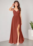 A-line V-Neck Floor-Length Chiffon Bridesmaid Dress