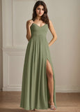 A-line V-Neck Floor-Length Chiffon Bridesmaid Dress