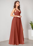 V-NeckChiffon Bridesmaid With Silt