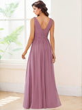 A-line V-Neck Floor-Length Chiffon Bridesmaid Dress