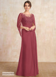 A-line Scoop Illusion Floor-Length Lace Chiffon Mother of the Bride Dress With Sequins Pleated