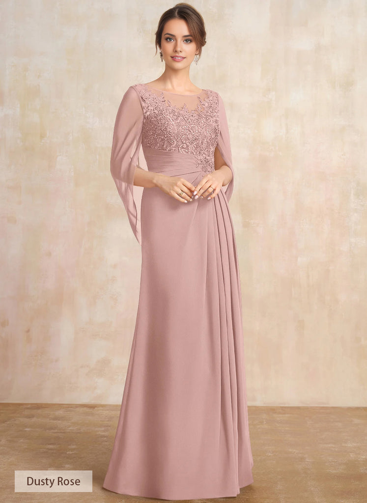 Cicinia Dusty Rose Mother Of The Bride Dress Long Chiffon Lace A-line Half Sleeves Floor Length main image 0