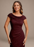 Cap Sleeve Cowl Neck Lace Mermaid Mother of the Bride Dress with Side Slit