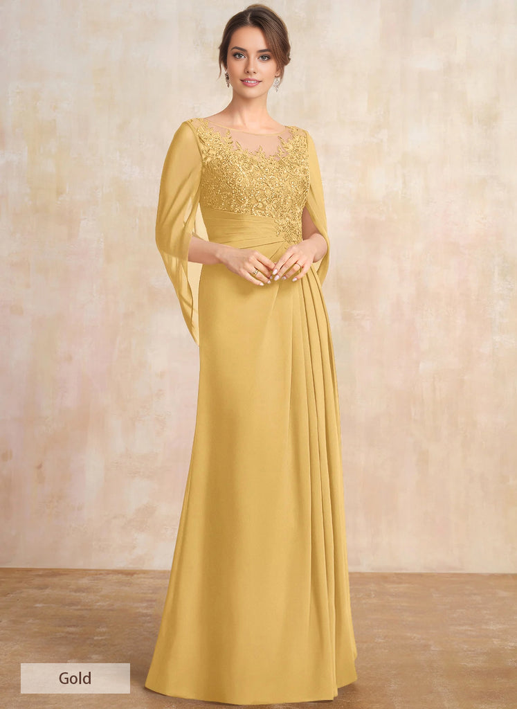 A-line Scoop Illusion Asymmetrical Stretch Satin Lace Mother of the Bride Dress With Sequins