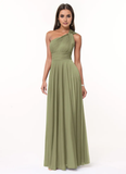 One Shoulder A-Line Chiffon Bridesmaid Dress