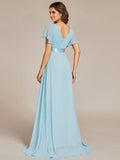 A-line V-Neck Floor-Length Chiffon Bridesmaid Dress With Ruffle