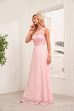 One-Shoulder A-Line Lace Chiffon Bridesmaid Dress