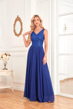 V-Neck A-Line Lace Chiffon Wedding Guest Dress