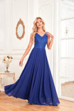 V-Neck A-Line Lace Chiffon Wedding Guest Dress