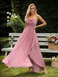 Long Ruffle Chiffon Bridesmaid Dresses for Wedding