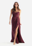 Sheath Halter Luxe Satin Bridesmaid Dress