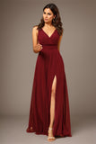 Wrap Chiffon Bridesmaid Dress with Slit