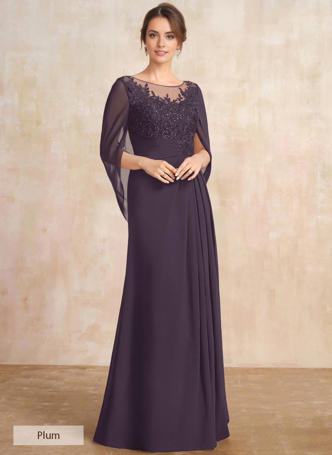 A-line Scoop Illusion Floor-Length Lace Chiffon Mother of the Bride Dr RoseProm A-line Scoop Illusion Floor-Length Lace Chiffon Mother of the Bride Dr RoseProm
