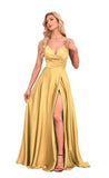 A-Line V-Neck Satin Bridesmaid Dress