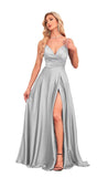 A-Line V-Neck Satin Bridesmaid Dress