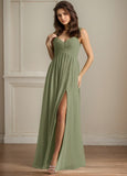 A-line V-Neck Floor-Length Chiffon Bridesmaid Dress