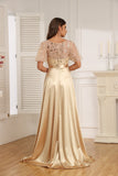 Satin Lace Evening Dress With Sequins