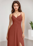 A-line V-Neck Floor-Length Chiffon Bridesmaid Dress