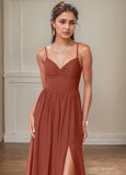 A-line V-Neck Floor-Length Chiffon Bridesmaid Dress