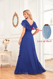 V Neck Chiffon Prom Dress