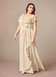 A-Line V-Neck Ruched Chiffon Mother of the Bride Dress