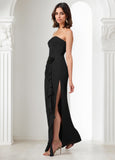 Sheath Strapless Chiffon Floor-Length Dress