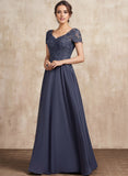 A-line V-Neck Floor-Length Chiffon Lace Mother of the Bride Dress With Sequins Beading