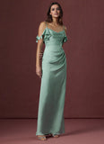 Cold Shoulder Maxi Shealth/Column Bridesmaid Dress