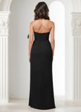 Sheath Strapless Chiffon Floor-Length Dress