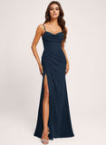 Trumpet/Mermaid Cowl Floor-Length Chiffon Prom Dresses With Ruffle