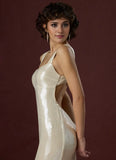 Column/Mermaid Sequin Square-Neck Sleeveless Maxi Prom Dress