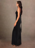 Shealth/Column Velvet Scoop-Neck Sleeveless Maxi Prom Dress