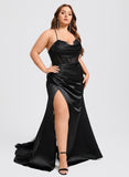 Plus Size Trumpet/Mermaid Sweetheart Sweep Train Satin Prom Dresses