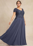 A-line V-Neck Floor-Length Chiffon Lace Mother of the Bride Dress With Sequins Beading