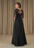 A-Line Scoop Lace Chiffon Mother of the Bride Dress