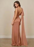 Maxi Plunging Stretch Satin Mermaid Prom Dress