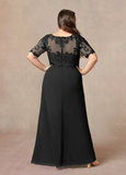 A-Line V-Neck Lace Chiffon Mother of the Bride Dress