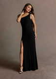 One Shoulder Chiffon Backless Prom Gown