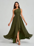 A-line/Princess One-Shoulder Asymmetrical Sleeveless Chiffon Bridesmaid Dress