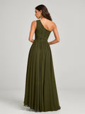 A-line/Princess One-Shoulder Asymmetrical Sleeveless Chiffon Bridesmaid Dress