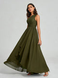 A-line/Princess One-Shoulder Asymmetrical Sleeveless Chiffon Bridesmaid Dress