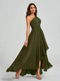 A-line/Princess One-Shoulder Asymmetrical Sleeveless Chiffon Bridesmaid Dress