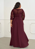 A-Line V-Neck Lace Chiffon Mother of the Bride Dress